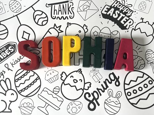 Personalised Easter Name Crayon Set with Colouring Page, Educational Letter Recognition Activity for Children (10 Letters)