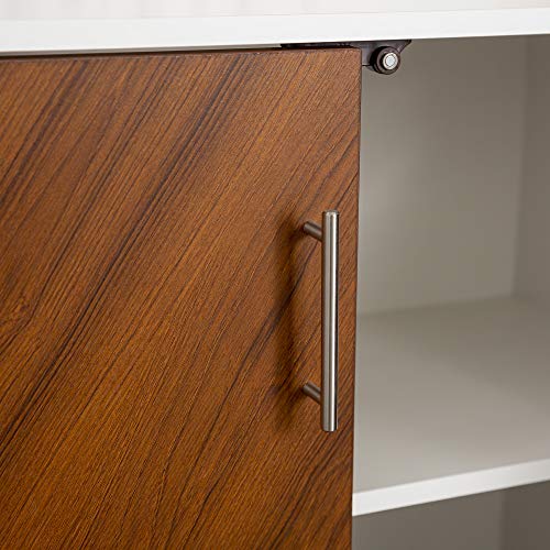 Walker Edison Fehr Modern 4 Door Bookmatch Buffet, 58 Inch, White image 7