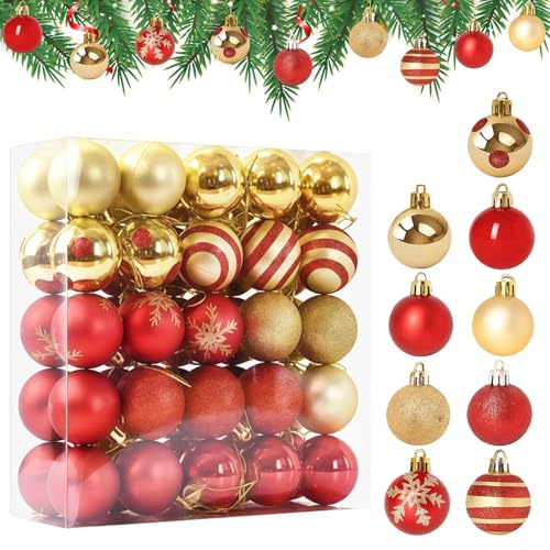 Druuzyl Weihnachtskugeln Set 50 Stück - 4cm Christbaumkugeln aus...