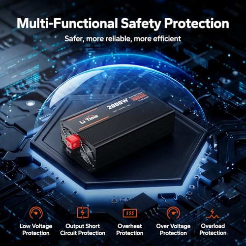Image of LiTime 12V 2000W Power Inverter with ATS Transfer Switch, 12V DC-120V AC