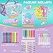 Washable Markers Set with Glitter Unicorn Pencil Case, Art Supplies for Kids Ages 4 5 6 7 8 Years Old, Arts Crafts Coloring Set with Crayon Pencil Gel Pen, Unicorn Toy Birthday Gift for Girls 4-6-8-10