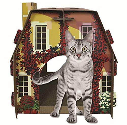 American Cat Club Mediterrean Villa Cat House & Scratcher w/ Catnip