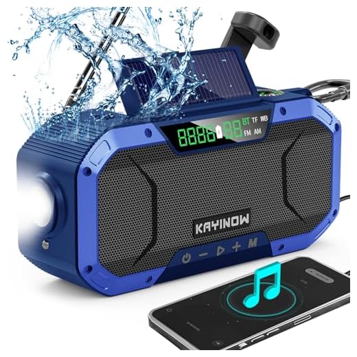 KAYINOW Emergency NOAA Weather Alert Radio - w/Bluetooth Speaker -IPX5 Waterproof, Digital AM FM Radio Hand Crank Solar, 5000mAh Power Bank, Portable for Home Camping,SOS,Cell Phone Charger,Flashlight