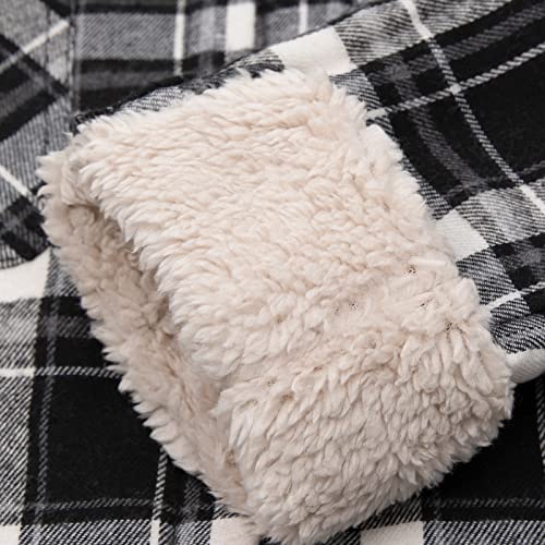 Image of ThCreasa Girls Sherpa Lined Plaid Button Hooded Jacket | Fully Interior Lined, Button Up, Flannel Outer, Family Photo Ready, School To Holiday Events, Fall Winter Shacket With Hood