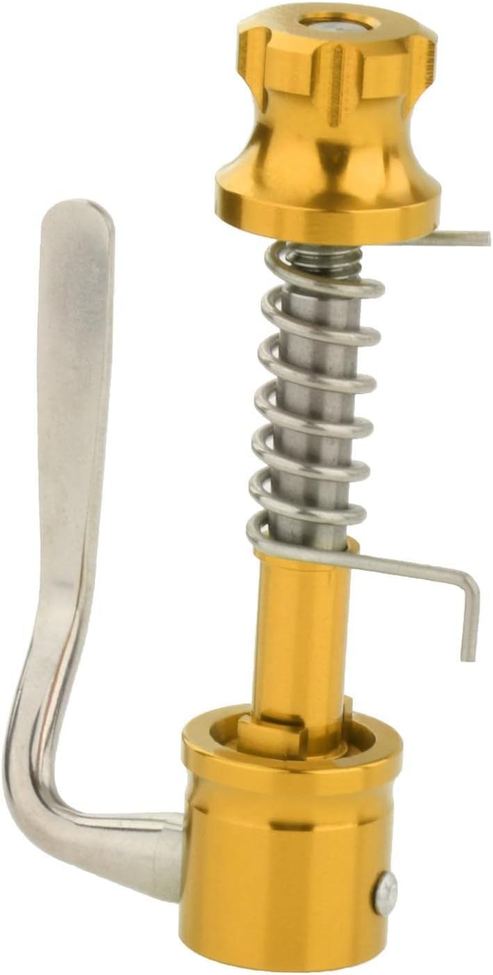 Quick Release Bike Seat Clamp for Brompton Folding Bike - Weight 26.7g Titanium Alloy with CNC Machined Nut - Easy Height Adjustment - Red - Mountain & Road Bike Accesso - Gold