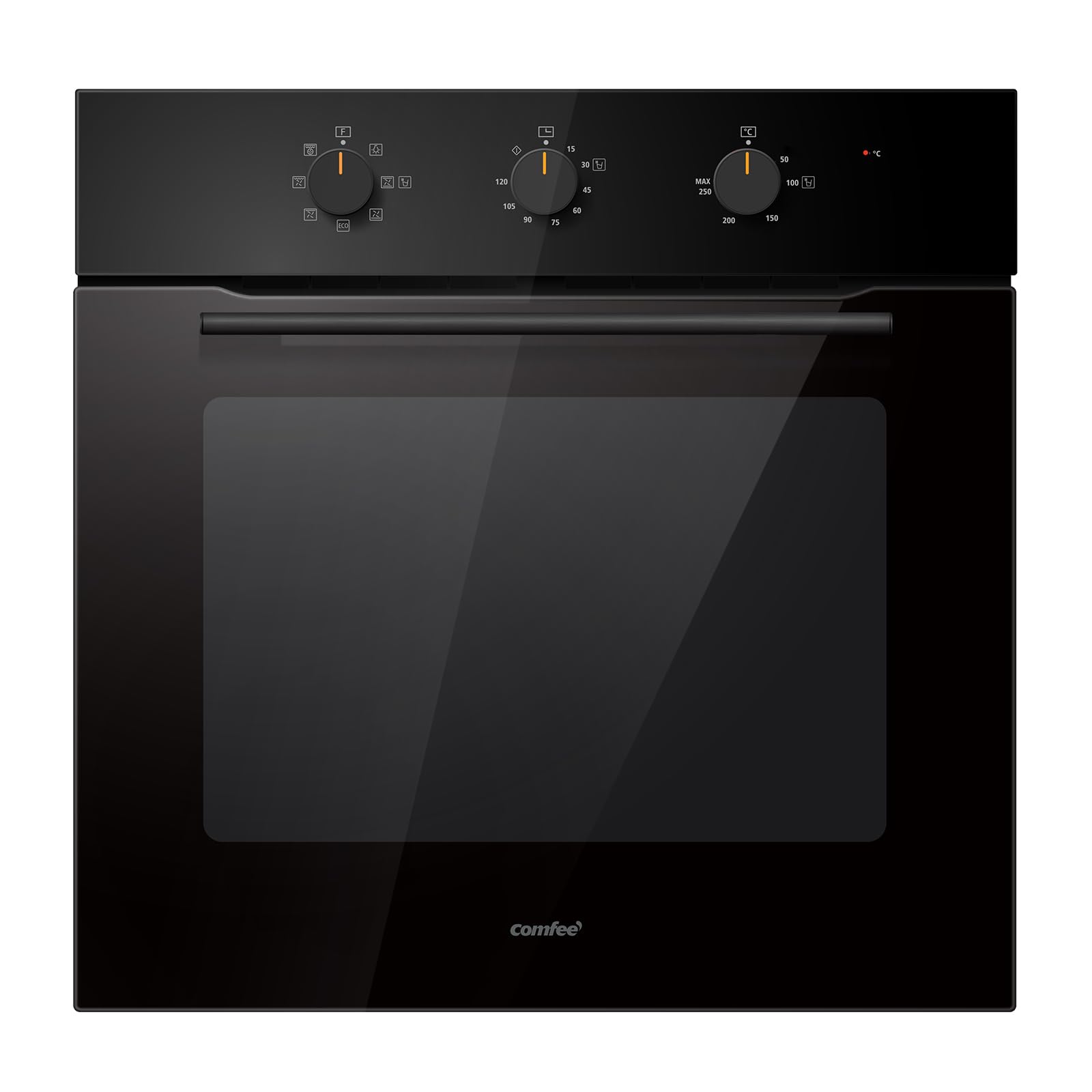 COMFEE CBO60M80M1-BK 60 cm 60 Litre Built-in Oven with 8 Functions, Air Fryer, Multi-Stage Cooking, Removable Door, Easy Cleaning, Steam Cleaning, Black