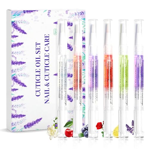 SULLMAR 6Pcs Nail Cuticle Oils Nail Nutrition Oil Pen Nail Nourishment Pens 6 Smell Cuticle Revitalizer for Agnail Nourish Skin Nail Care (6pcs)
