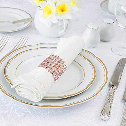 Digoon Napkin Rings Set of 100 Napkin Rings Buckles for Table Decorations, Wedding, Dinner,Party, DIY Decoration (100 PCS, Rose Gold)