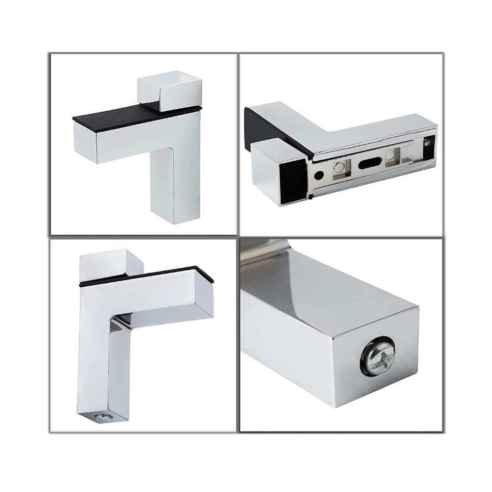 awen - 4 soportes ajustables para estantes flotantes de madera/vidrio, montaje en pared, cromo pulido…