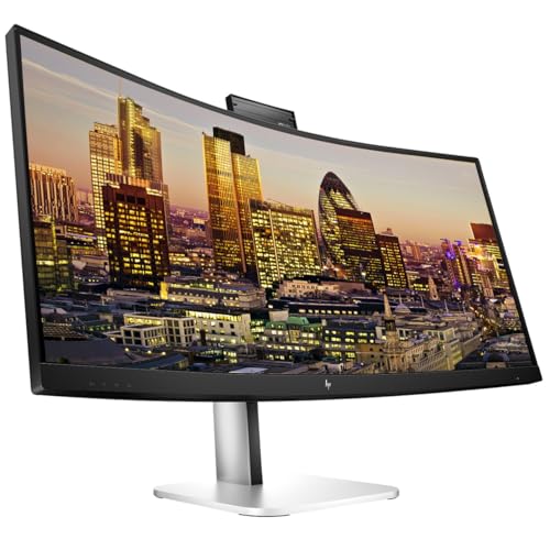 Image of HP Series 5 Pro 34-inch 534pm Curved 2K WQHD Conferencing Monitor 2-Pack Bundled with Desk Mount Stand, USB-C Multiport G5 Dock, MK270 Wireless Keyboard & Mouse, Gel Mouse & Wrist Pad