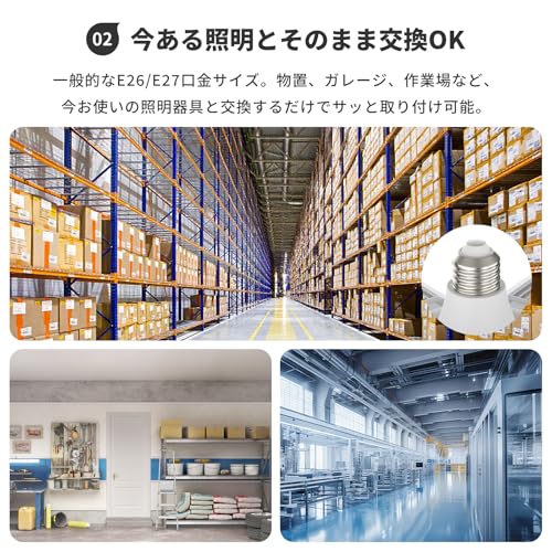 Coizabera LED ガレージライト 80W 5灯式 ４個セット 角度調節可能 省エネ ペンダントライト LEDシーリングライト 6000K 作業灯 投光器 led照明 天井照明 カーポート 倉庫/地下に適用 E26/E27 昼白色 高輝度 車庫 納戸 折りたたみ式 作業灯 [3]