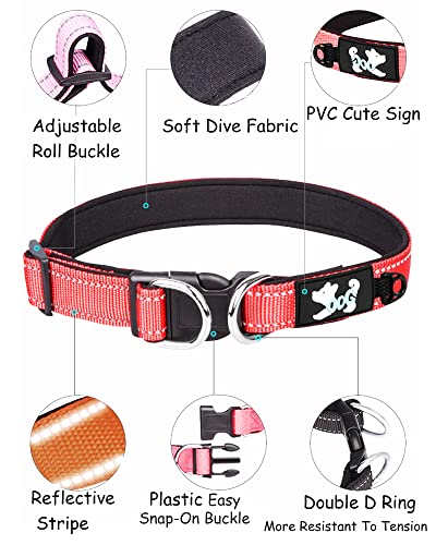 Reflective Dog Collar For Small Medium Large Dogs, Comfy Puppy Collars, Adjustable Nylon Dog Collars For Girl And Boy Dog, Pink Dog Collar, Collar Para Perros. (S, Blue) #TOP1