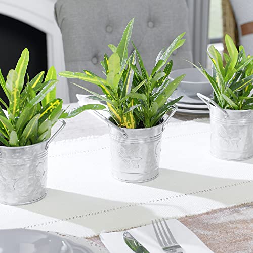 Wh Walford Home Décor - Galvanized Metal Flower Pot Planters With Handles – Rustic Small Metal Buckets - Vintage Style Country Wedding/Table Centerpiece Decorations, 4 Inch, Set Of 12 #TOP3