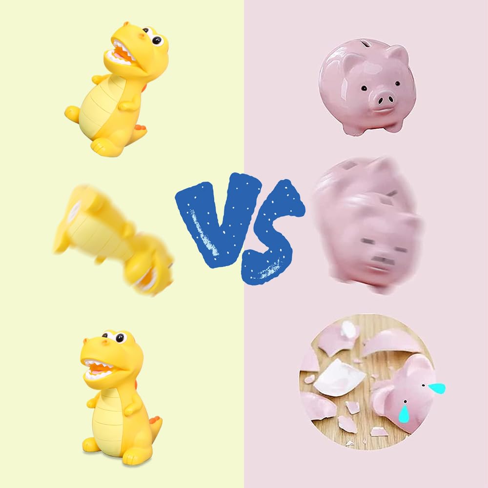 Lakpopya Dinosaur Money Box for Kids Big Dinosaur Money Tin for Girls and Boys PVC Material Piggy Bank - Image 4