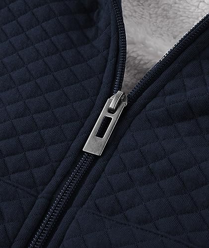 Image of GEEK LIGHTING Mens Fleece Lined Hoodies Zip Up Waffle Knit Thicken Hooded Sweatshirts Winter Jackets