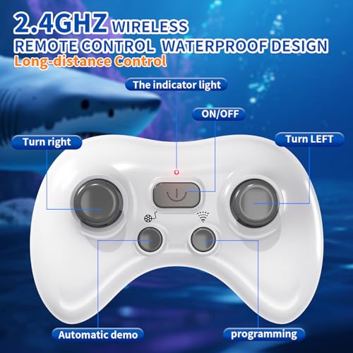 Image of JUKUDAHU 2.4Ghz Remote Control Shark Toys for Kids 6 7 8 Years Old, 1:18 Scale High Simulation Shark for Pool, Bath Toys for Toddlers, Electronic RC Sea Animal, Outdoor Water Gifts
