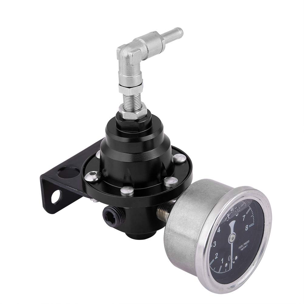 Regolatore di Pressione del Carburante, Regolatori di Tensione per Sport Motoristici, Universale in Alluminio per Auto 160 Psi Regolabile 1: 1 Kit Indicatore Olio Regolatore di (Nero)