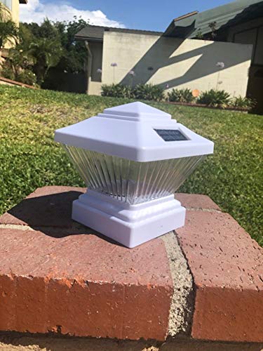 6 Pack Solar Post Deck Cap Fence LED Light Black/White for 4x4 inches PVC Post (White)
