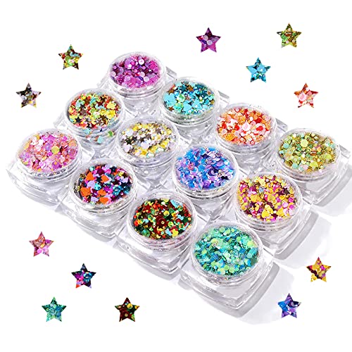 12 Farben Body Glitter Gel Set Chunky Glitter Ong-Lasting Holographic Glitzer Geeignet FüR Gesicht NäGel Augen Festival Makeup Glitzer(#03) Cover