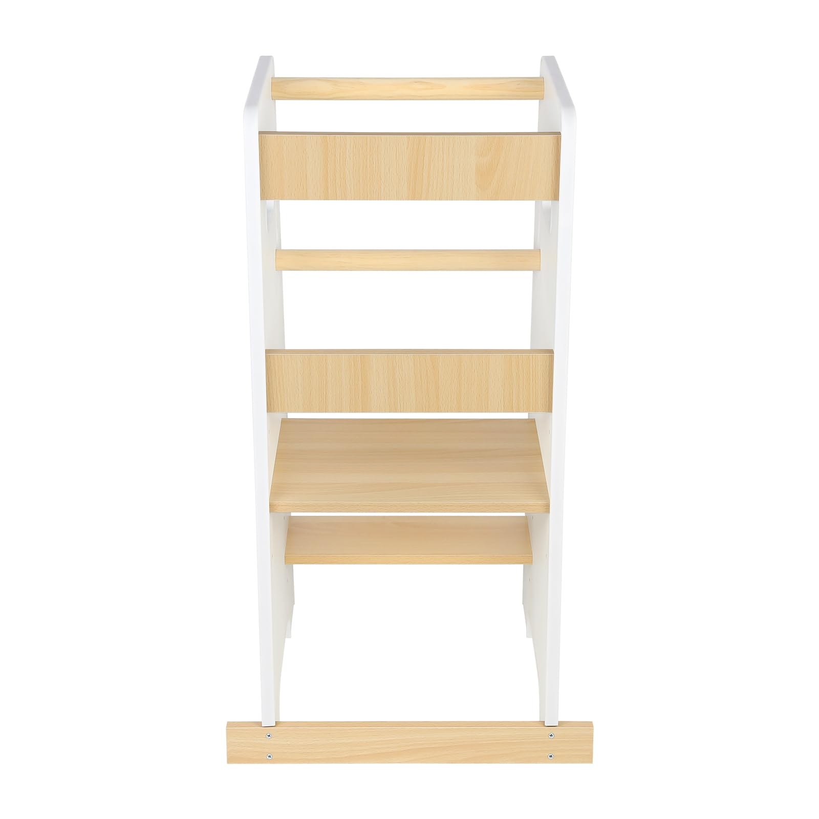 Beobachtungsturm für Kinder mit rutschfesten Streifen – Lernturm aus Holz höhenverstellbar – Montessori Hocker für Kinder Baby ab Ständer – 90 x 42 x 40 cm, Weiß