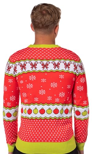 Dr Seuss Grinch Men's Snowflakes Fair Isle Ugly Christmas Sweater3