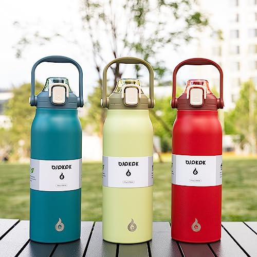 Image of BJPKPK 57oz Insulated Water Bottle with Straw Lid, Stainless Steel Bottle | One-Hand Straw Lid, BPA-Free Leakproof Large Water Bottle with Handle, Keeps Cold & Hot, Vacuum Insulation for Gym & Outdoor