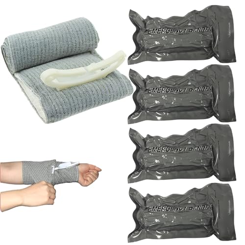 4 PCS Pansement Israelien 6 Pouces Pansement Israelien Compressif Pansement Compressif pour Sports de Plein Air Camping Randonnée et Escalade