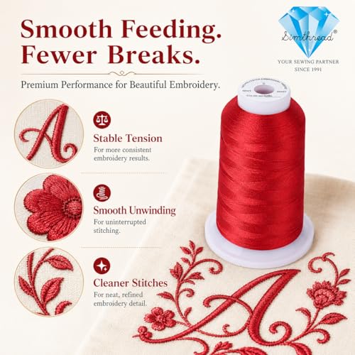 Image of Simthread 5500Yds /5000M 40WT Polyester Embroidery Thread Raspberry S083 | High-yardage 5000M spool offers smooth feeding and stable 40WT polyester thread for home and commercial embroidery machines.