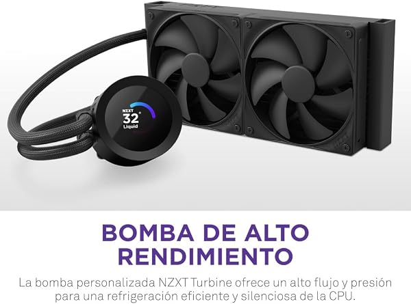 NZXT Kraken Plus 280 – Refrigeración líquida AIO para CPU – Radiador de 280 mm – 2 Ventiladores F140P – Pantalla LCD Cuadrada de 1,54" – AMD® AM5, AM4 – Intel® LGA 1851/1700, 1200/115X – Negro - 3