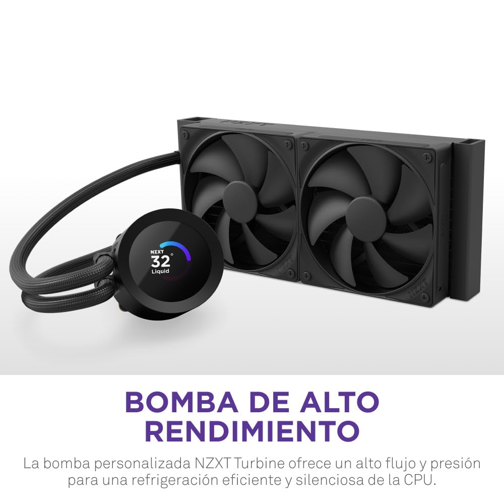 Visita la tienda de NZXT NZXT Kraken Plus 280 – Refrigeración líquida AIO para CPU – Radiador de 280 mm – 2 Ventiladores F140P – Pantalla LCD Cuadrada de 1,54" – AMD® AM5, AM4 – Intel® LGA 1851/1700, 1200/115X – Negro in use