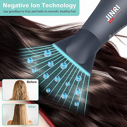Professional Tourmaline Hair Dryer with Negative Ionic Technology and Attachments, Lightweight and Low Noise - 1875w