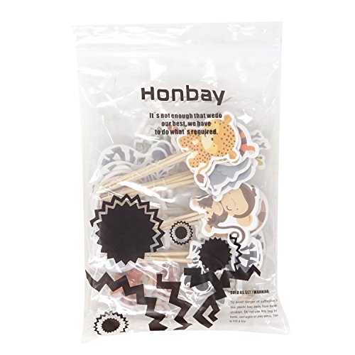 Honbay 48Pcs Double Sided Zoo Animal Theme Dessert Muffin Cake Cupcake Toppers Picks Cake Decoration For Jungle Safari Themed Party, Baby Shower Or Birthday Party Decoration,Etc #TOP6