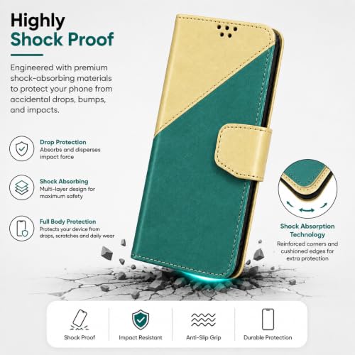 Image of SBMS Flip Cover for Oppo K13 5G Back Cover Case with Magnatic Closure | Inbuilt Stand | Card & Money Pocket (MultiGreen)