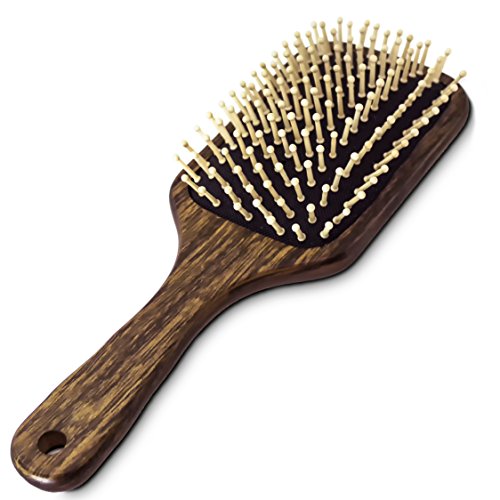 BeautyFrizz Wooden Hair Brush for all Hair Types - Wooden Hairbrush for Men and Women - Natural Detangler to Promote Growth, Add Shine