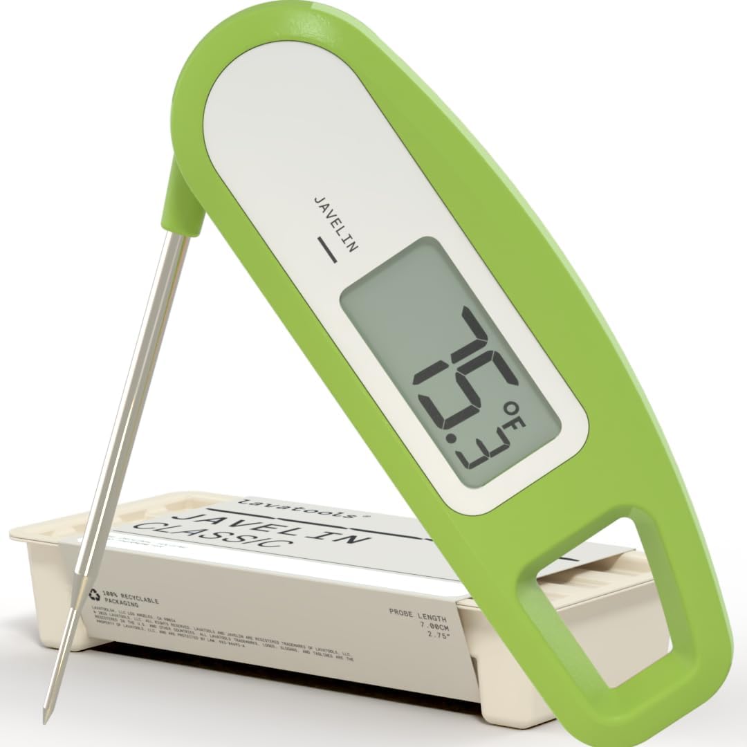 PT12 Javelin Ultra Fast Digital Instant Read Meat Thermometer for Grill and Cooking, 2.75" Probe, Compact Foldable Design, Large Display, Splash Resistant – Wasabi