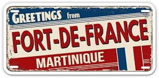 Squiddy Greetings from Fort de France Martinique - Vinyl Sticker Decal for Phone, Laptop, Water Bottle (4" Wide)
