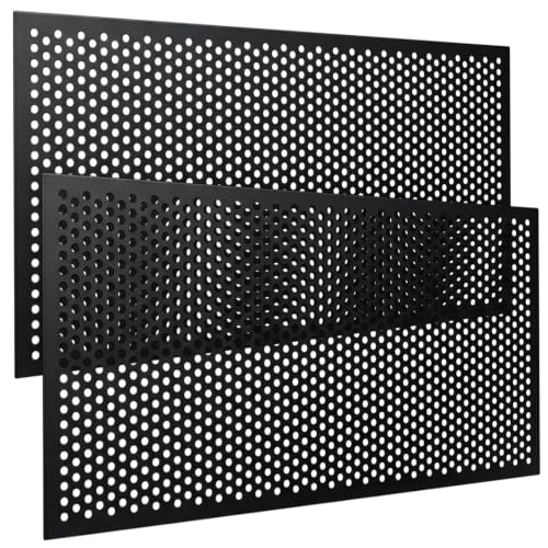 Image of DoubleFill 2 Pack 2' x 4' Plastic Perforated Tiles with 1 /2 inch Holes 24 inch x 48 inch Black Drop Ceiling Tiles Plastic Ceiling Grid Covers