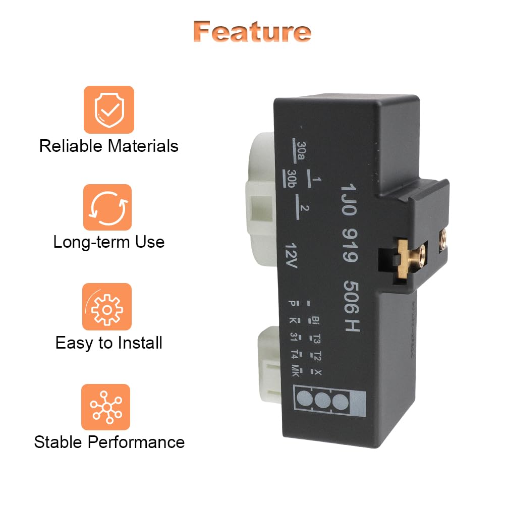 WMPHE Radiator Cooling Fan Control Module Relay Replacement for 1J0919506H Compatible with 1998-1999 VW Beetle 1999 VW Golf Jetta 1999 Audi A4 Quattro 2000 Audi TT/TT Quattro