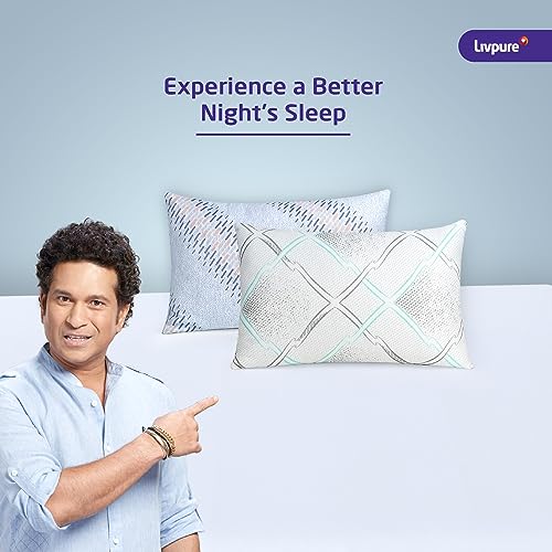 Image of Livpure Smart Cloud Original Microfiber Sleeping Pillow | Extra Soft Bed Pillow | Neck Support | Hypoallergenic & Breathable Plush | Fiber Filled Cushion | Multicolor | King Size | 24x16x4 | Pack of 2