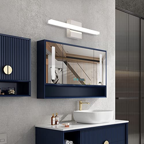 Image of Modern LED Vanity Lights for Bathroom 2 Pack 16IN 9W Daylight White Chrome Bathroom Light Fixtures Lights Over Mirror Vanity Lighting Fixtures Vanity Light