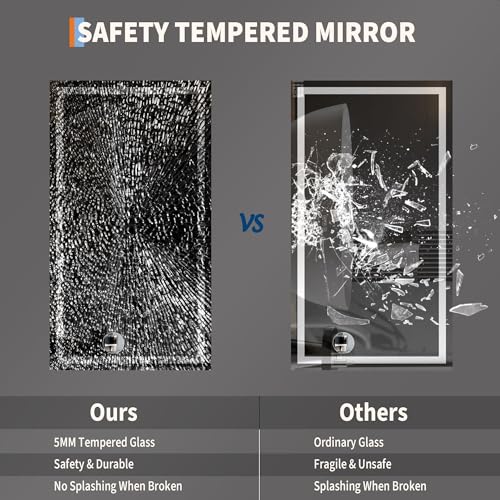 Image of GarveeHome 50x28 LED Bathroom Mirror with Lights, Dimmable, Anti-Fog, Backlit + Front Lit, Smart Bathroom Vanity Mirror for Wall, Memory Function, Shatter-Proof (Horizontal /Vertical)