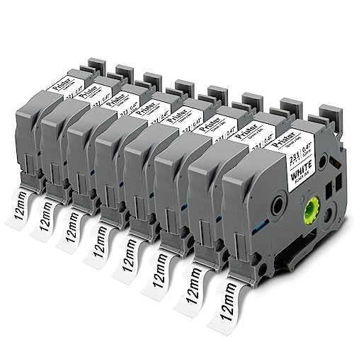 8x Pristar kompatibel Schriftband für Brother P Touch TZe-231 Ersatz für Brother P-touch Bänder 12mm 0.47 für Brother PT-1000 PT-1080 PT-E100 PT-H100R PT-H105 PT-H110 H107B PT-D400 D210 D600VP