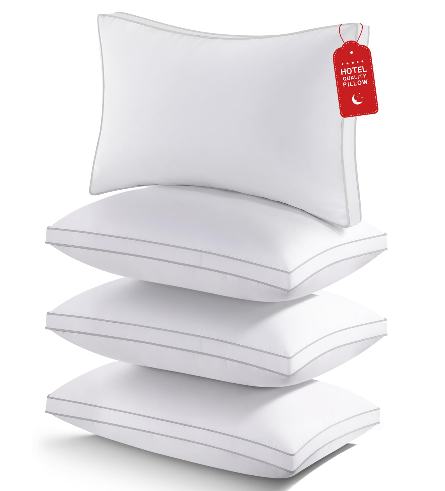 ROUMEA Pillows Standard Size Set of 4 Gusseted Bed Pillows 4 Pack Luxury Hotel Quality Supportive Standard Pillows
