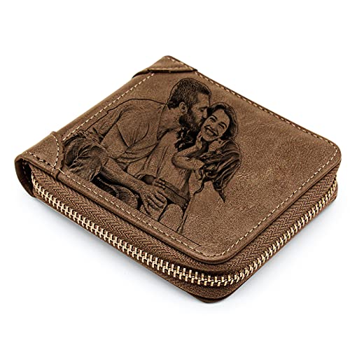 Amlion Personalized Custom Photo Wallet with Zipper for Men,Dad,Son,Husband