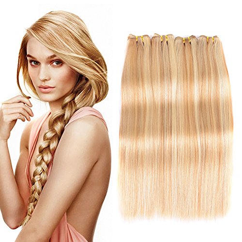 FASHION LINE Brazilian P27/613 Straight Blonde Human Hair Extensions Unprocessed Human Hair Bundles Double Weft 1PC 100g (24" Straight)