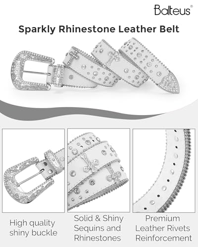 Image of Sparkly Rhinestone Diamond Sequin Studded Belt for Men & Women - Western Cowgirl Cowboy Style