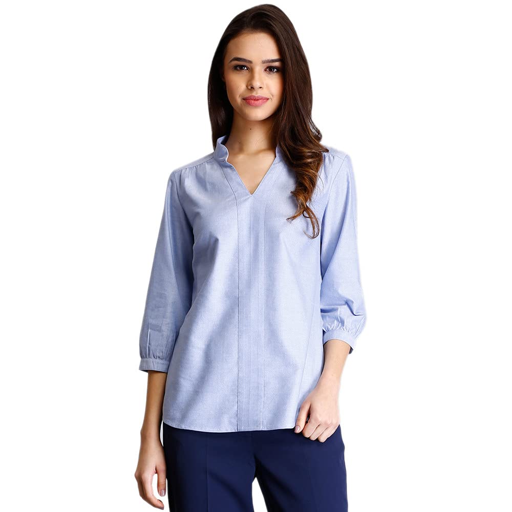 fablestreet Women's Cotton Solid 3/4thsleeve Regular Fit Top (TP399BLUE)-picture-29