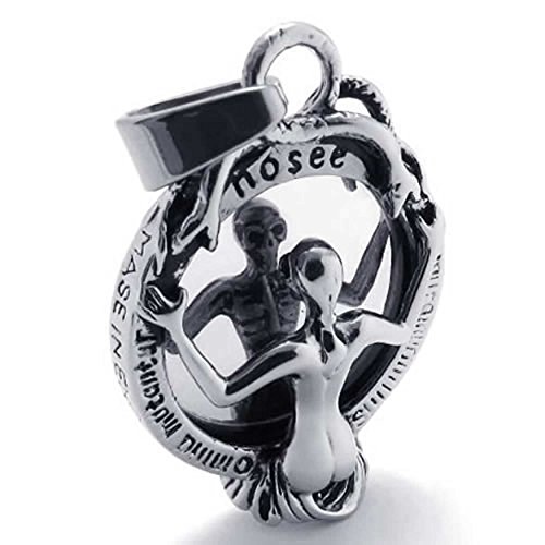Collier crâne homme en acier inoxydable pendentif gothique avec chaîne de 18 à 26 pouces