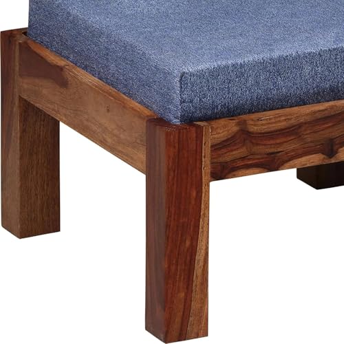 Image of Solid Sheesham Wood Square Coffee Table with 4 Stools | Centre Table with Stool for Living Room | Brown Finish | Table: 90cm x 90cm x 45cm, Stool: 40cm x 40cm x 10cm