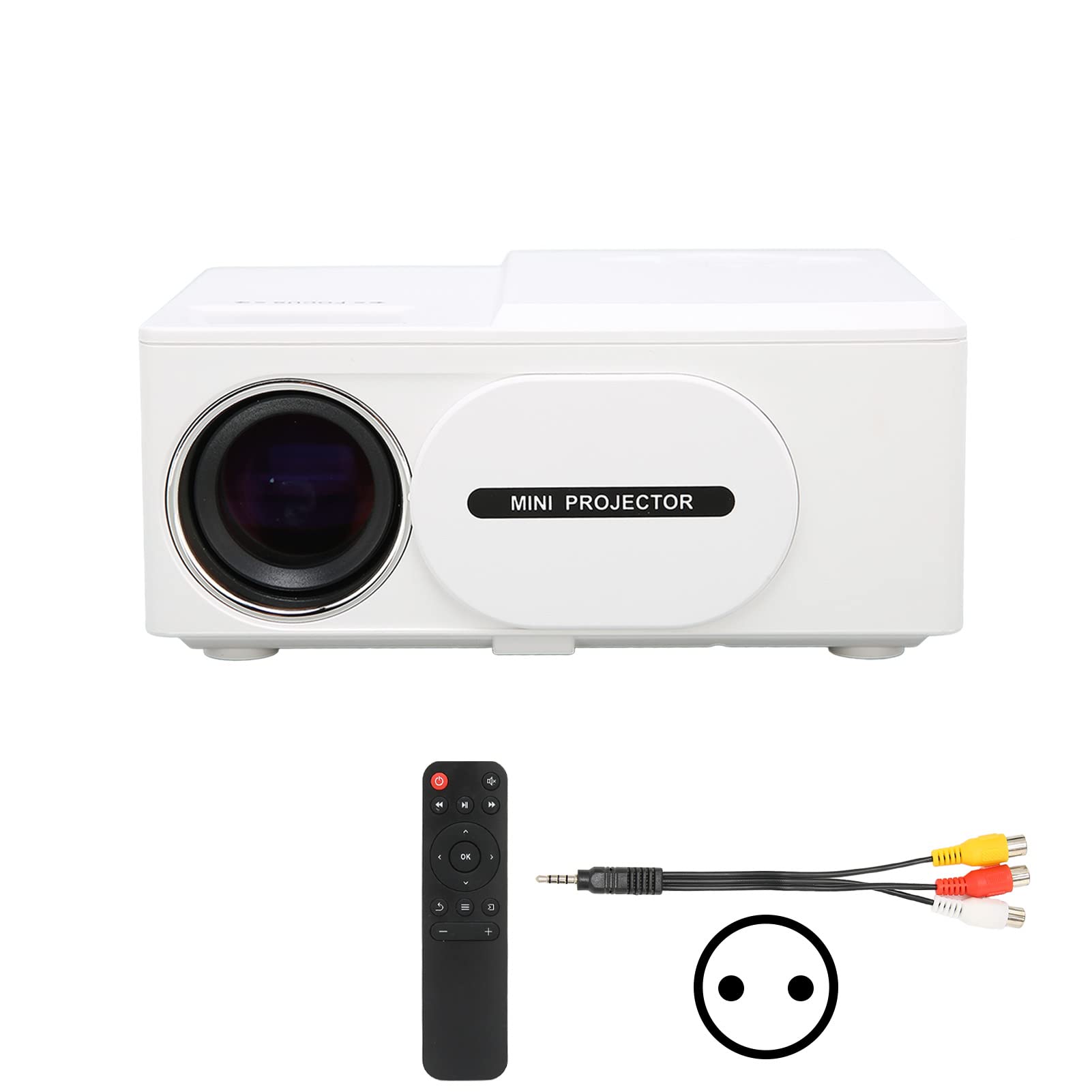 Proiettore Mini Proiettore LED 1080P Full HD Display Supporto Videoproiettore per Esterni Compatibile con Smartphone, TV Stick, Giochi, AV, USB (Spina UE)